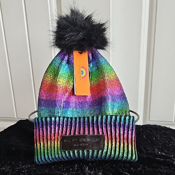 Kurt Geiger Accessories - Kurt Geiger Black Knit Hat with Pom Pom NWT